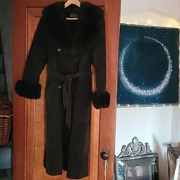 Gorgeous Dark Chocolate Heavy Suede Coat